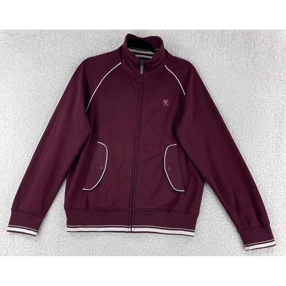 Marc Ecko Cut & Sew‎ Burgundy Track Jacket Mens Long Sleeve Contrast Trim Size S - Picture 1 of 13